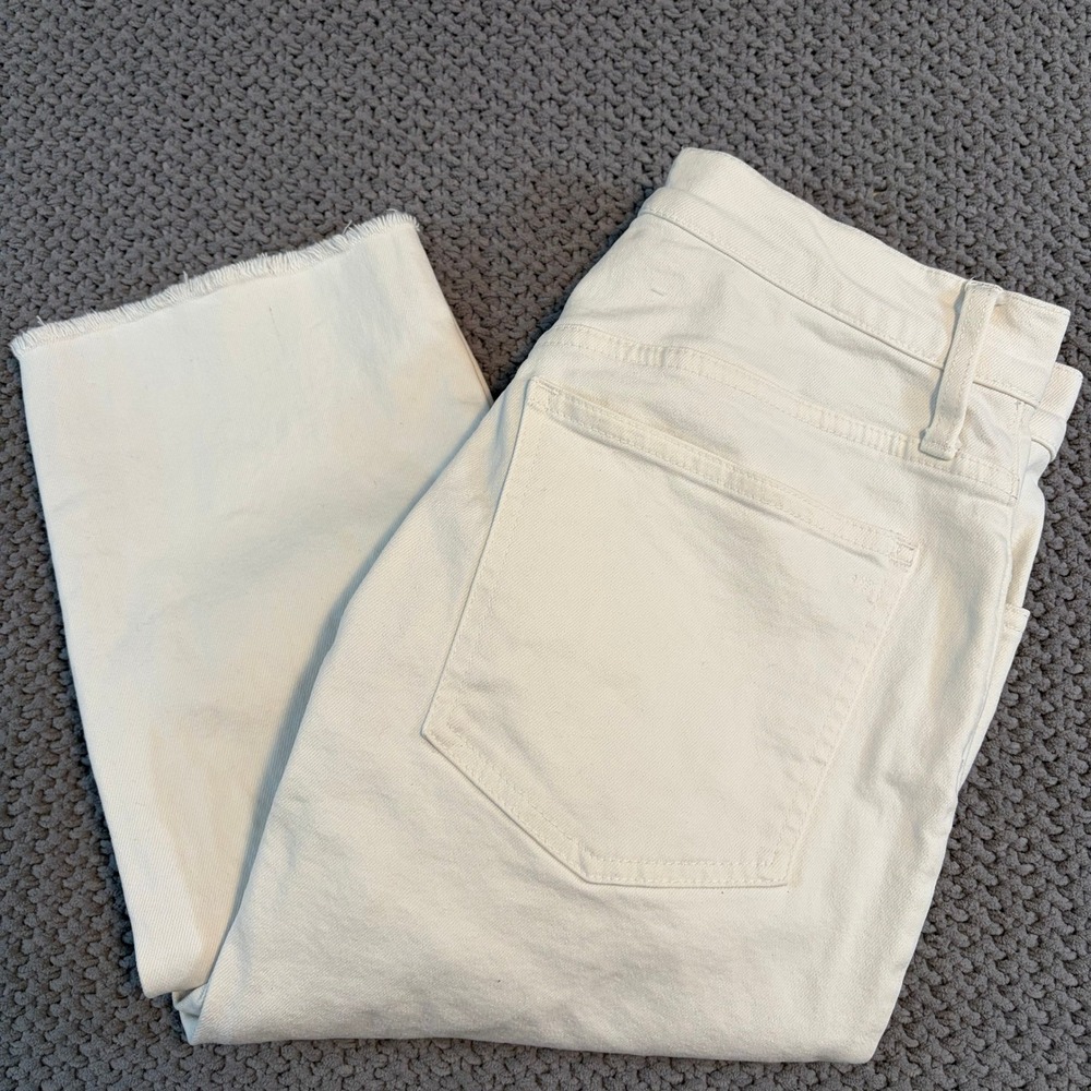 Madewell The Perfect Vintage Jean White Raw Hem Straight Leg Womens 29